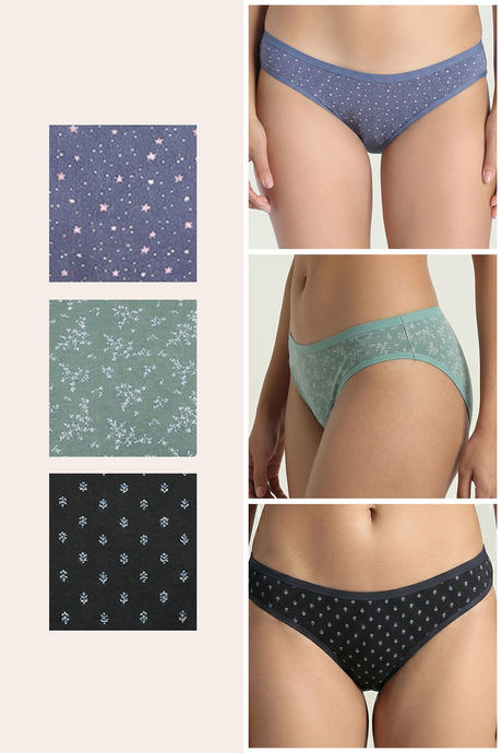 Zivame Low Rise Full Coverage Bikini Panty (Pack of 3) - Multicolor — image 2